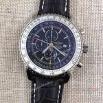 Breitling Navitimer World GMT 46mm Black / Black Leather Stainless Steel Watch